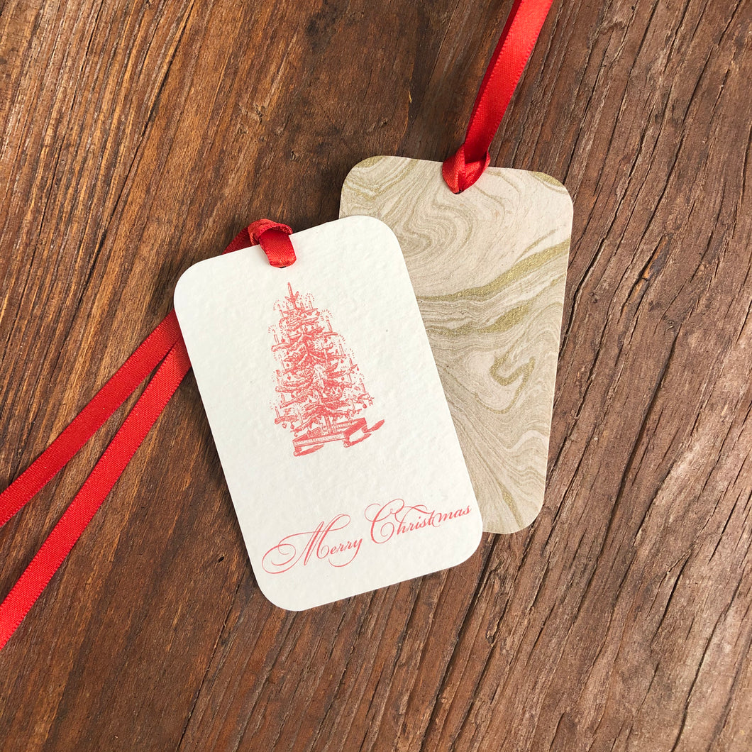 Christmas Tree Gift Tags ~ Persimmon